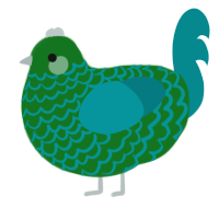 A leaf and teal chicken with a lace pattern