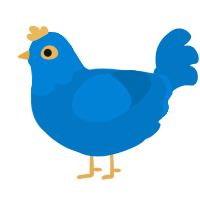 A sapphire chicken with a head pattern