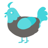 A grey and aqua chicken with a head pattern