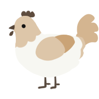 A white and beige chicken with a head pattern