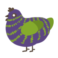 A overcast and chartreuse chicken with a bar pattern