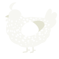 A white chicken with a speckle pattern