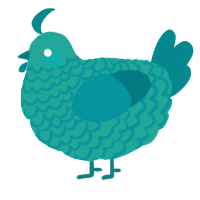 A turquoise and teal chicken with a lace pattern