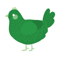 A viridian chicken with a lace pattern