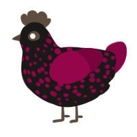 A sable and maroon chicken with a speckle pattern