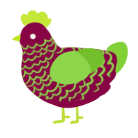 A maroon and grass chicken with a lace pattern
