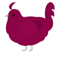 A maroon chicken with a double-lace pattern