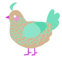 A beige and mint chicken with a lace pattern