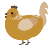 A gold and beige chicken with a neck-speckle pattern