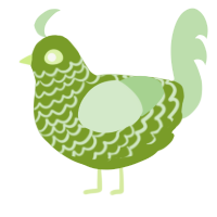 A chartreuse and gluppy chicken with a lace pattern