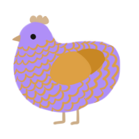 A lilac and orange chicken with a lace pattern