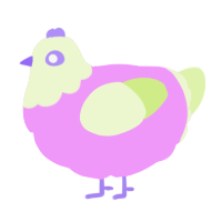 A lavender and apple chicken with a head pattern