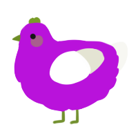 A amethyst and white chicken