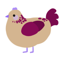 A beige and wine chicken with a neck-speckle pattern