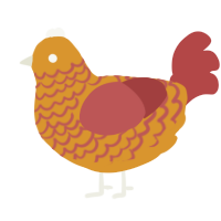 A orange and red chicken with a lace pattern
