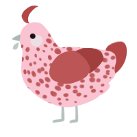 A rose and red chicken with a speckle pattern