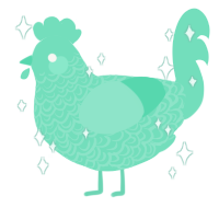 A mint chicken with a double-lace pattern