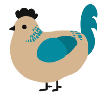 A beige and sea chicken with a neck-band pattern