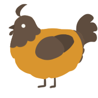 A orange and bark chicken with a head pattern