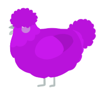 A amethyst chicken with a head pattern