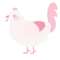 A white and rose chicken with a lace pattern
