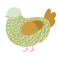 A gluppy and gold chicken with a lace pattern