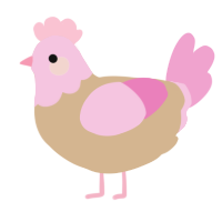 A beige and pink chicken with a head pattern