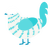 A white and aqua chicken with a bar pattern