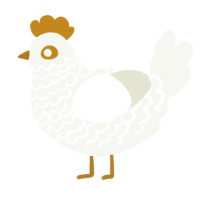 A white chicken with a lace pattern