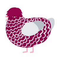 A maroon and mist chicken with a lace pattern