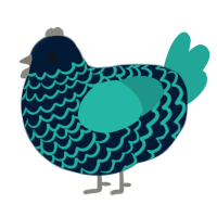A tumblr and turquoise chicken with a lace pattern