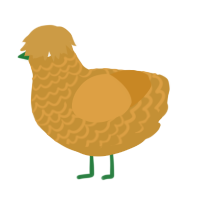 A gold and orange chicken with a lace pattern