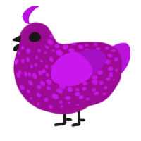 A plum and amethyst chicken with a speckle pattern