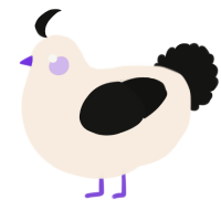 A cream and black chicken