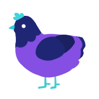 A blurple and navy chicken with a head pattern