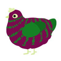 A wine and leaf chicken with a bar pattern