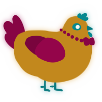A ochre and maroon chicken