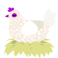 A cream and white chicken with a speckle pattern