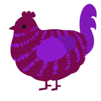 A wine and violet chicken with a bar pattern