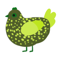 A olive and lime chicken with a speckle pattern