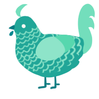 A turquoise and mint chicken with a lace pattern