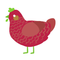 A crimson and red chicken with a lace pattern