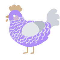 A lilac and mist chicken with a lace pattern