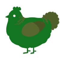 A leaf and olive chicken with a neck-band pattern