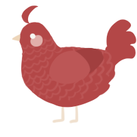 A red chicken with a lace pattern