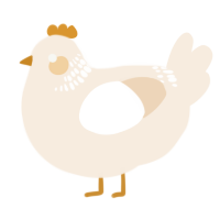 A cream chicken with a neck-band pattern