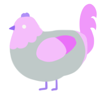 A silver and lavender chicken with a head pattern