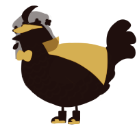 A black chicken with a lace pattern