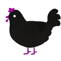 A sable and black chicken with a head pattern