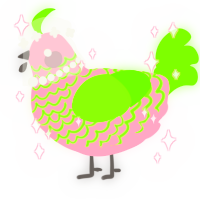 A rose and grass chicken with a lace pattern